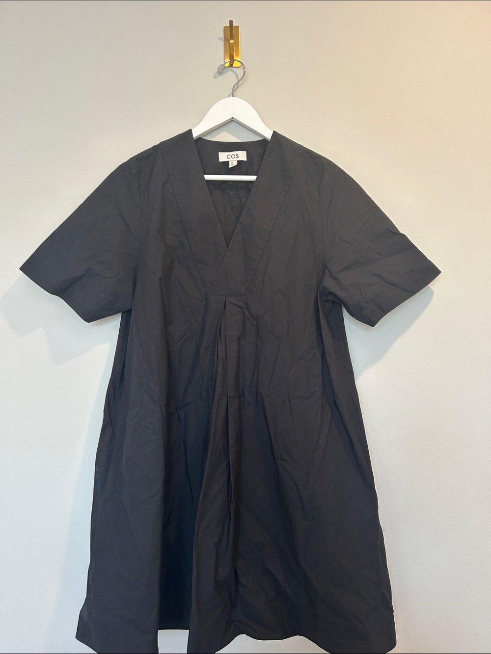 COS Black Short-Sleeve Button-Down Tunic Shirt